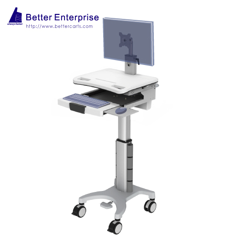 Height Adjustable Mobile Computer Cart (Foot Pedal)