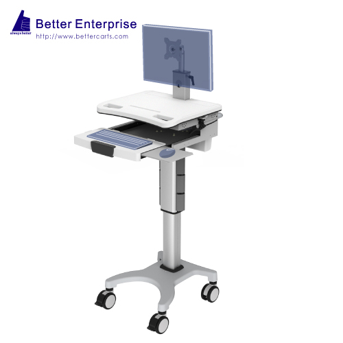 Height Adjustable Mobile Computer Cart (Hand Lever)