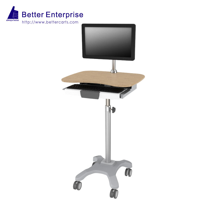 Height Adjustable Light Duty Computer Cart (with Monitor Holder)