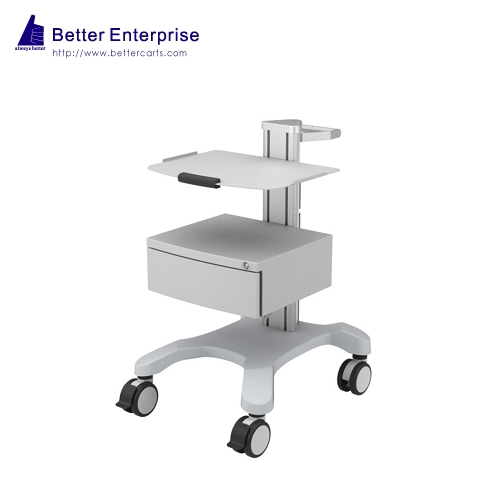 Mobile Equipment Cart Mini with 1 Shelf and Storage Drawer