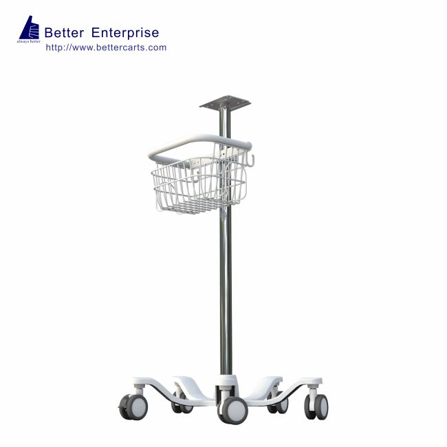 Fixed Height Medical Roll Stand with Basket (24” Base), Fixed Height