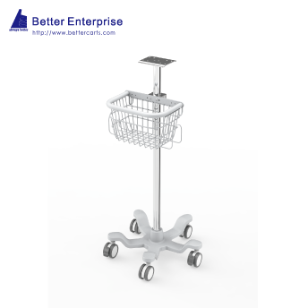 Fixed Height Medical Roll Stand with Basket (20” Base)