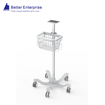 Fixed Height Medical Roll Stand with Basket (24” Base)