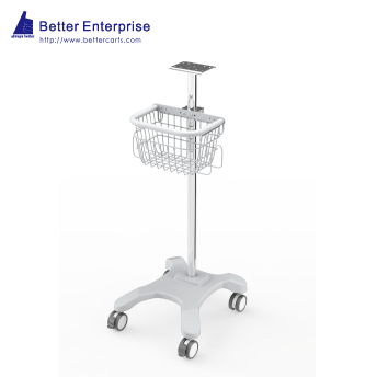 Fixed Height Medical Roll Stand with Basket (4-Leg Base)