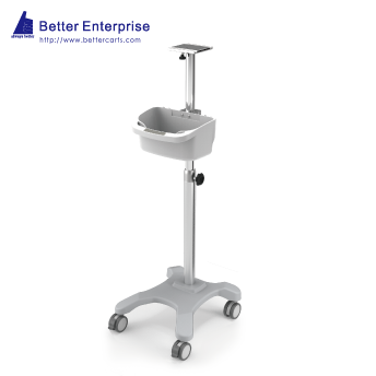 Patient Monitor Roll Stand with Multi-Purpose Utility Bin (4-Leg Base)