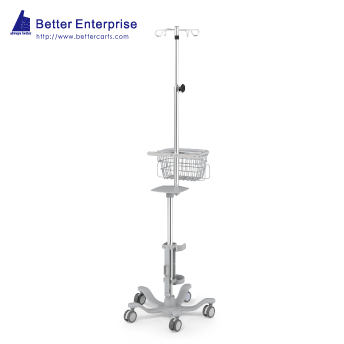 Ventilator Cart with Vertical Humidifier Mounting System and Telescopic IV Pole