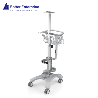 Ventilator Cart with Vertical Humidifier Mounting System (4-Leg Base)