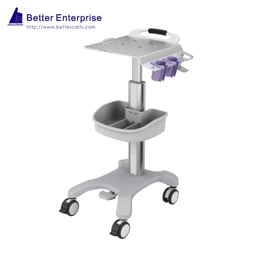 Height Adjustable Ultrasound Cart with 2 Probe Holders